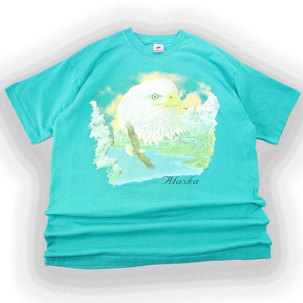 Vintage 90s Blue Alaska Eagle Graphic Tee